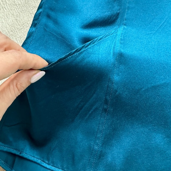 Inclan Studio 100% Silk Teal Blue Tunic‎ Top M - Picture 4 of 9